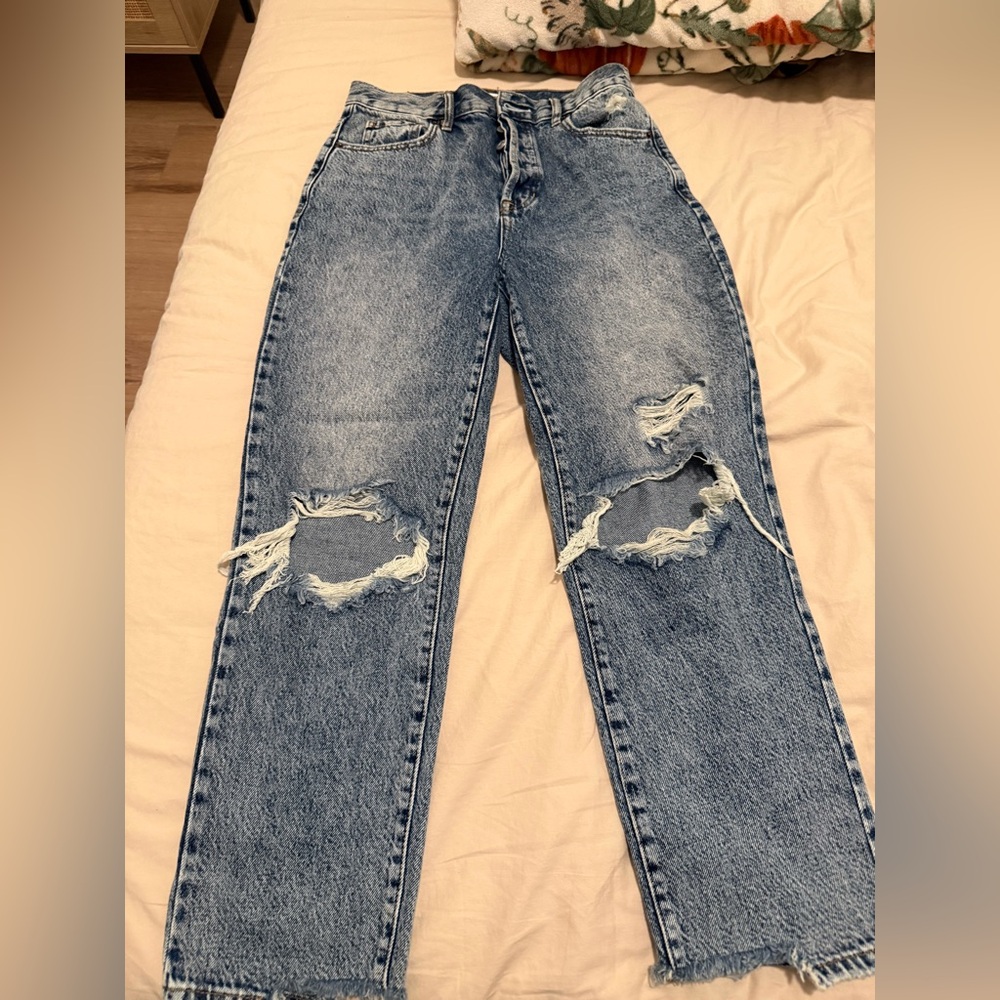 PacSun High Rise Straight Distressed Denim Jeans